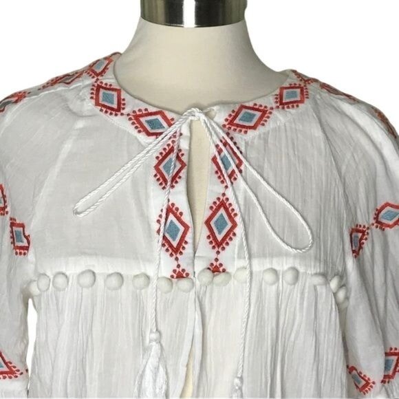 Hayden LA M off-white embroidered pompom top - Picture 2 of 6